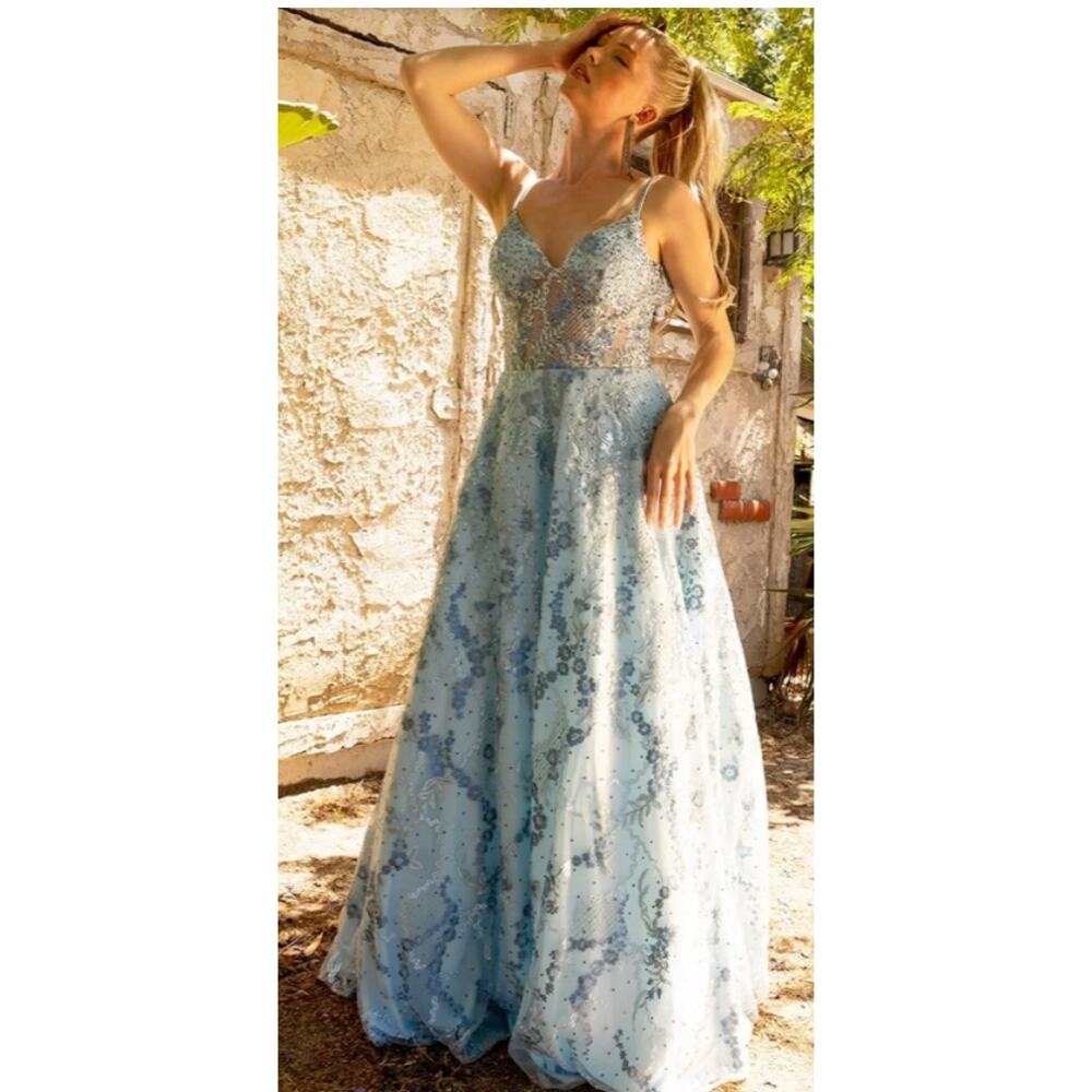Lucci‎ Lu, Light Blue Beaded Ballgown, Size 10, 1244